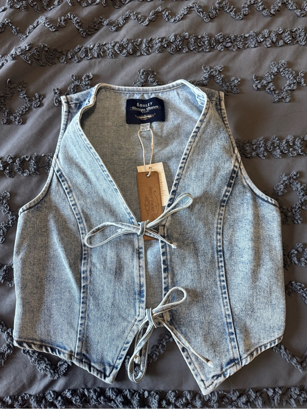 Ashley Vintage Market Light Wash Denim Lace-Up Vest